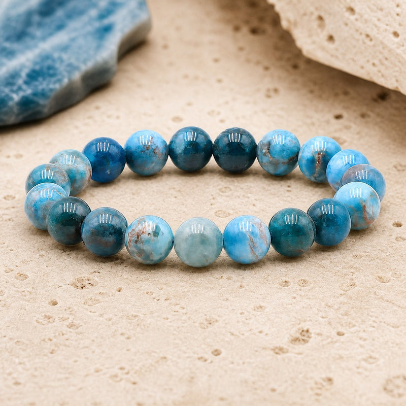 Bracelet Apatite Bleue 10 mm – Élan des Projets