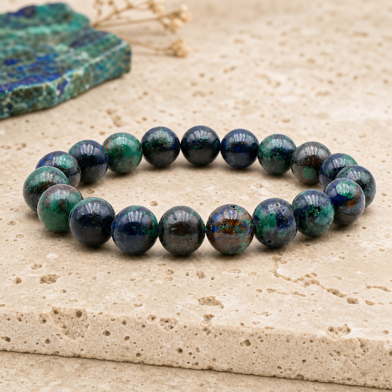 Bracelet Azurite Malachite 10 mm – Harmonie Profonde