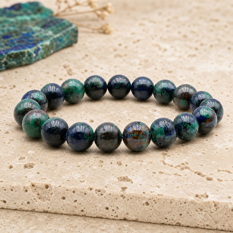 Bracelet Azurite Malachite 10 mm – Harmonie Profonde