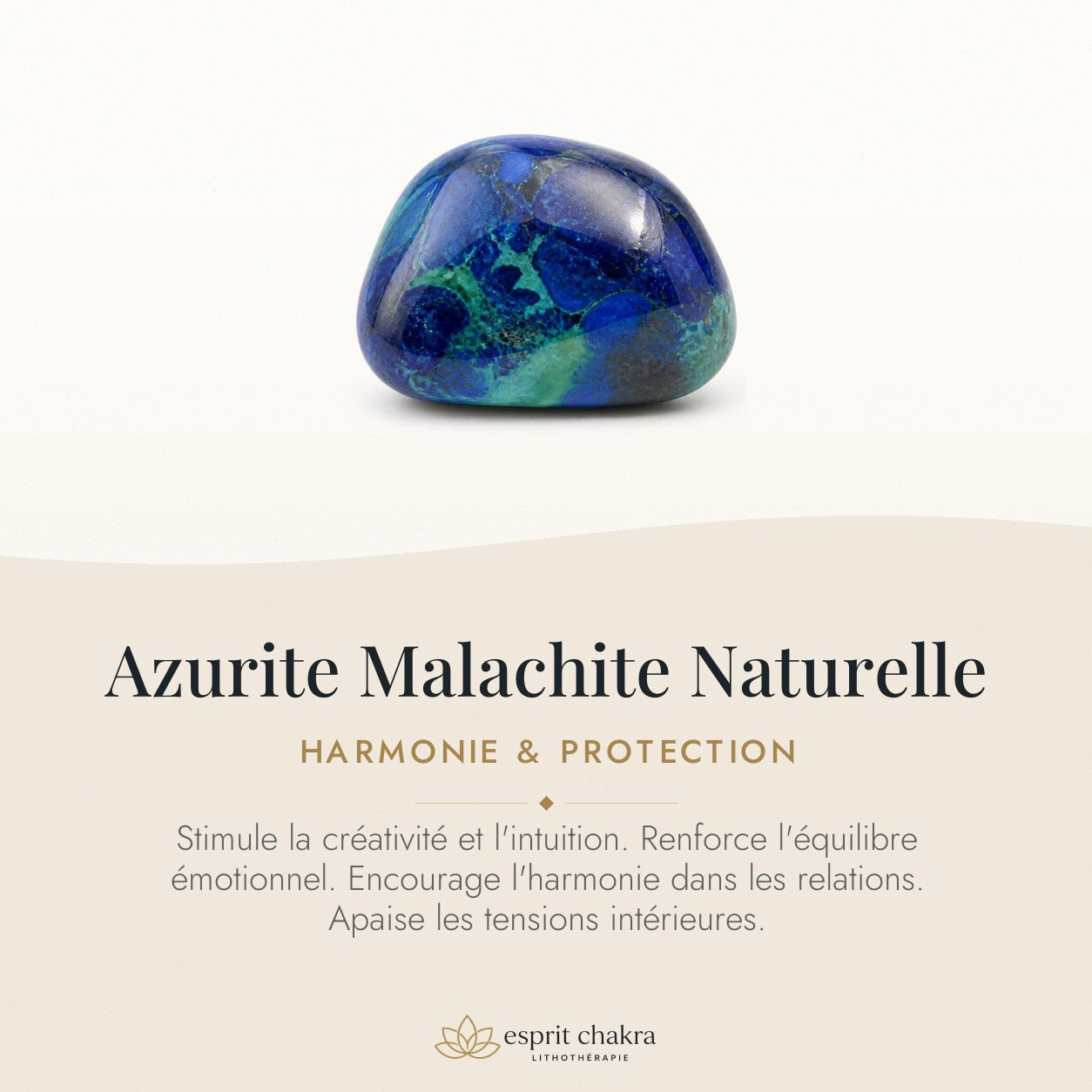 Bracelet Azurite Malachite 10 mm – Intuition Sûre — vertus de la pierre
