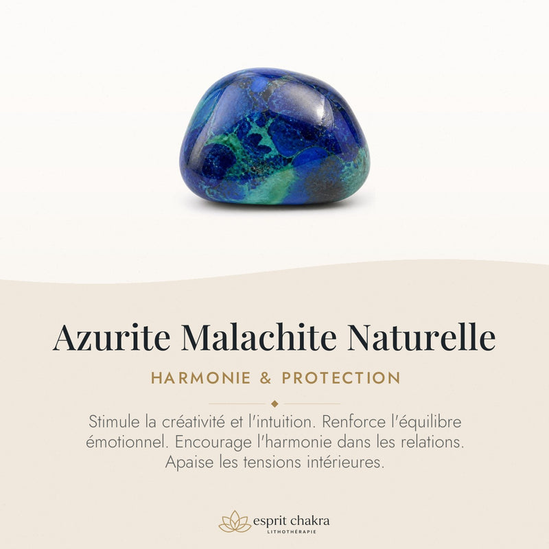 Bracelet Azurite Malachite 10 mm – Intuition Sûre
