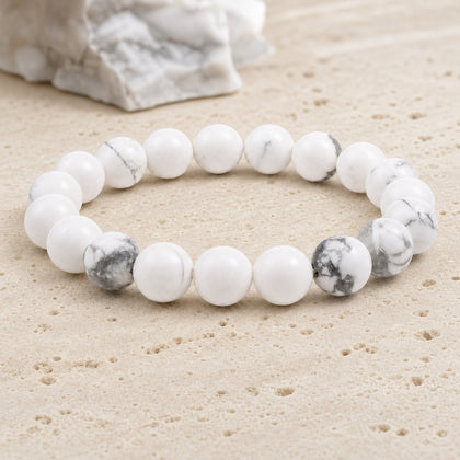 Bracelet Boule 10 mm Howlite Blanche – Paix du Repos