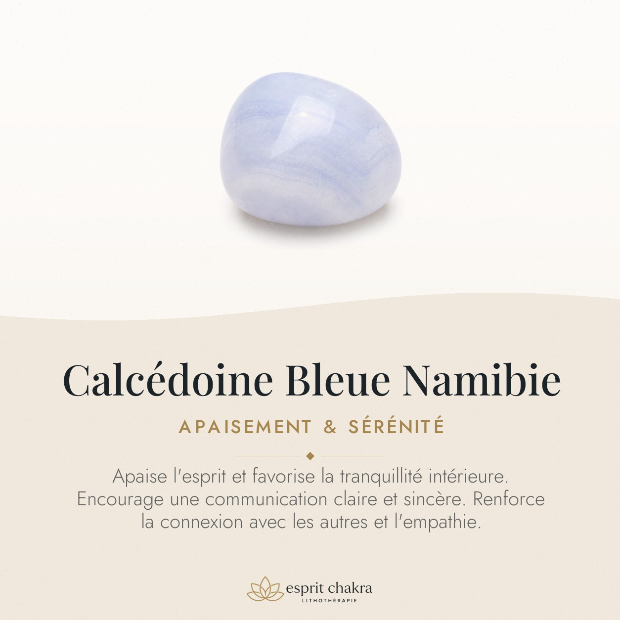 Bracelet Calcédoine Bleue 10 mm – Parole Douce — vertus de la pierre