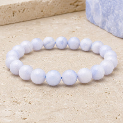 Bracelet Calcédoine Bleue 10 mm – Parole Douce