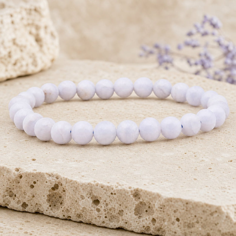 Bracelet Calcédoine Bleue 6 mm – Expression Sereine