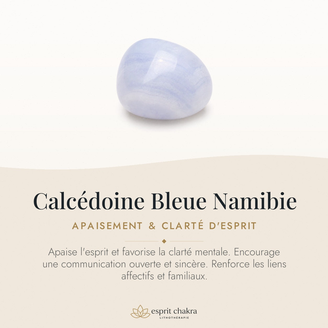 Bracelet Calcédoine Bleue 8 mm – Départ Léger — vertus de la pierre