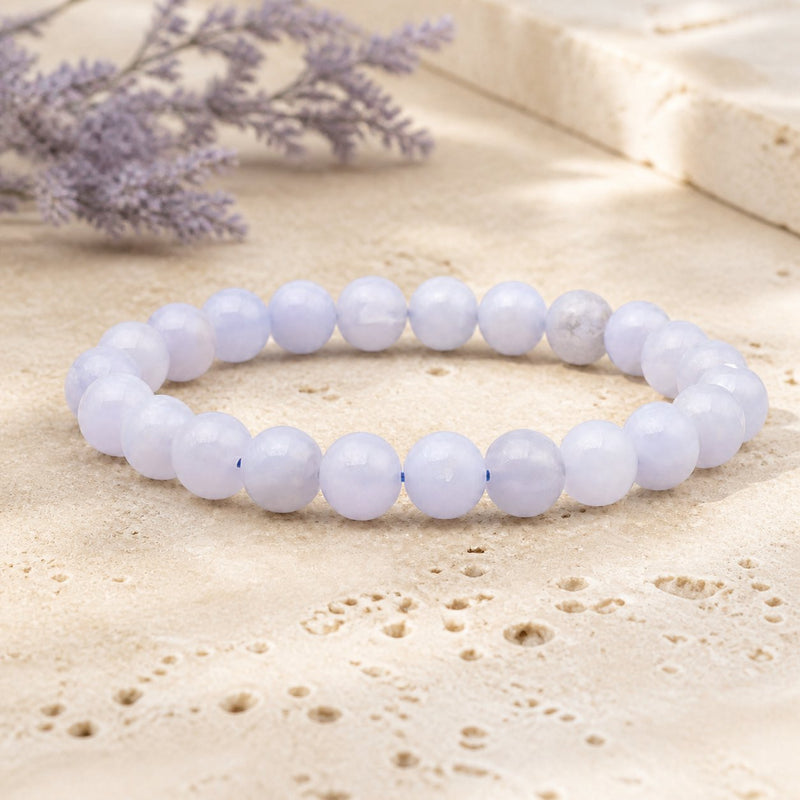 Bracelet Calcédoine Bleue 8 mm – Départ Léger
