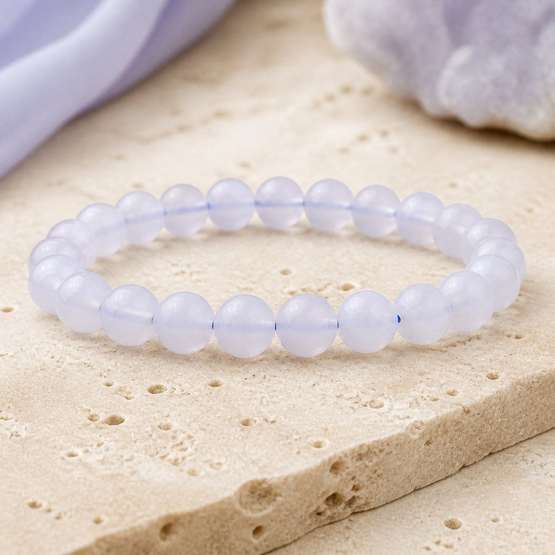 Bracelet Calcédoine Bleue 8 mm – Horizon Doux