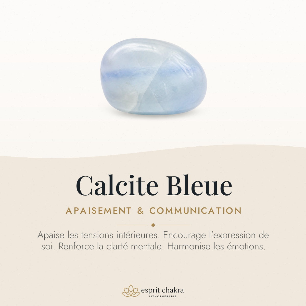 Bracelet Calcite Bleue 6 mm – Calme de l’Étude — vertus de la pierre