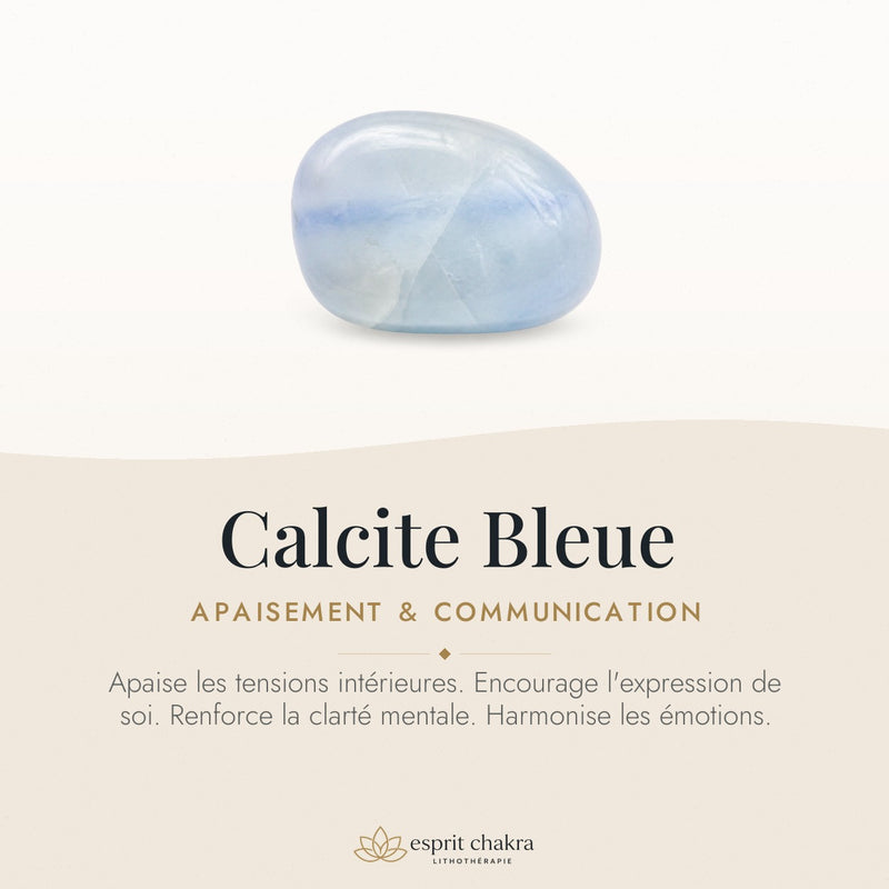 Bracelet Calcite Bleue 6 mm – Calme de l’Étude
