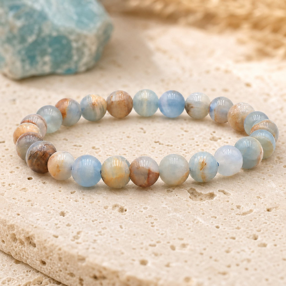 Bracelet Calcite Bleue 8 mm – Départ Serein