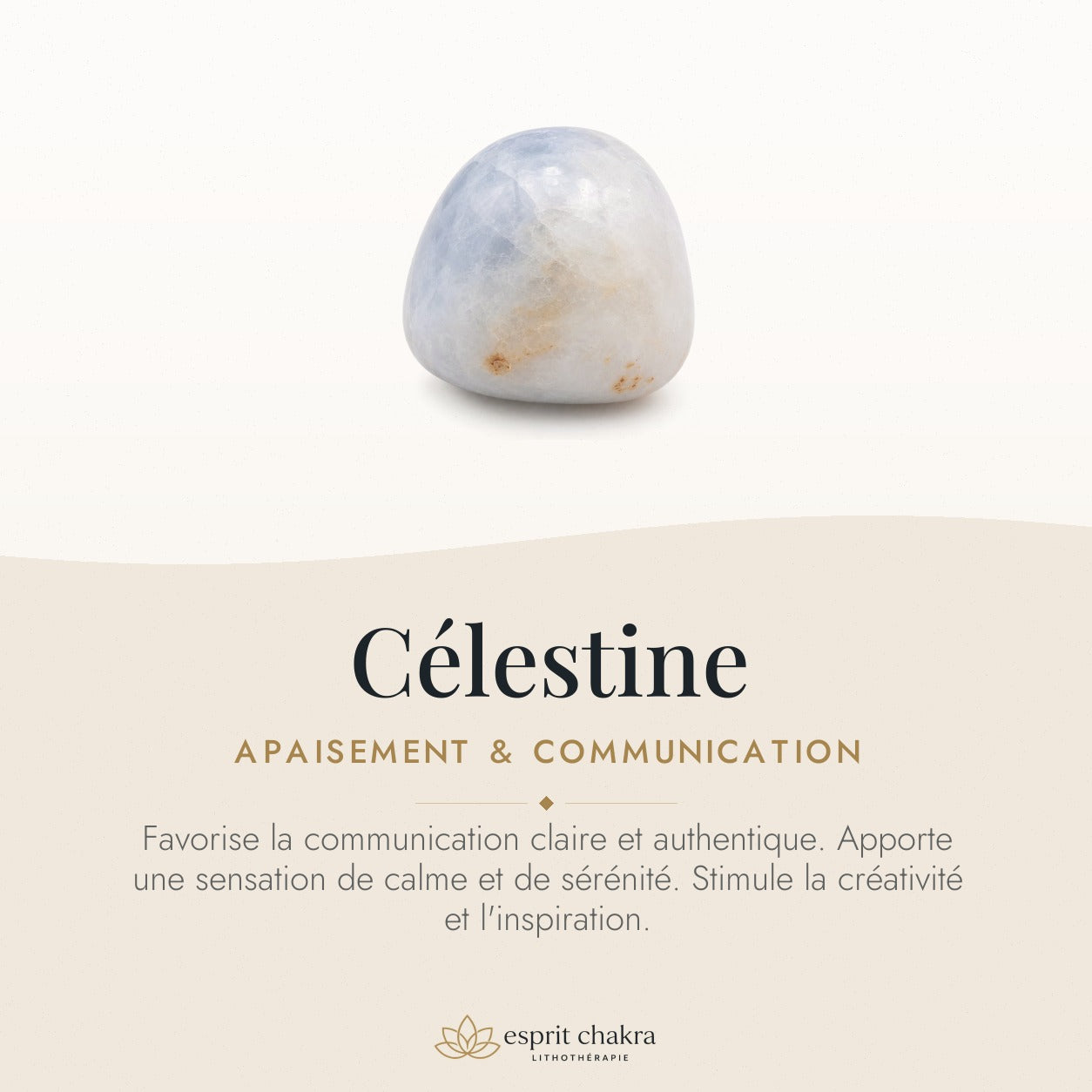 Bracelet Célestine 10 mm – Paix du Silence — vertus de la pierre