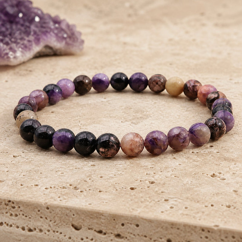Bracelet Charoïte 6 mm – Traversée Douce