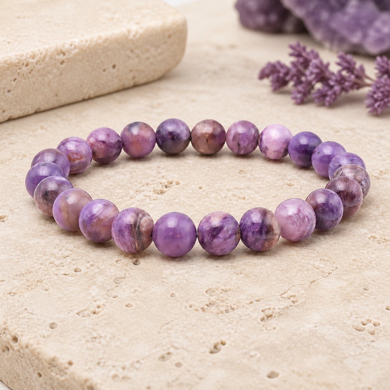 Bracelet Charoïte 8 mm – Marche Douce