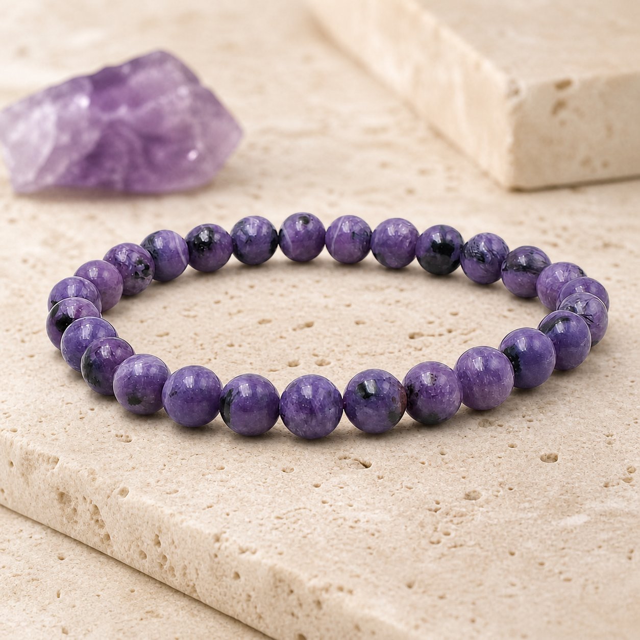 Bracelet Charoïte 8 mm – Marche Sereine