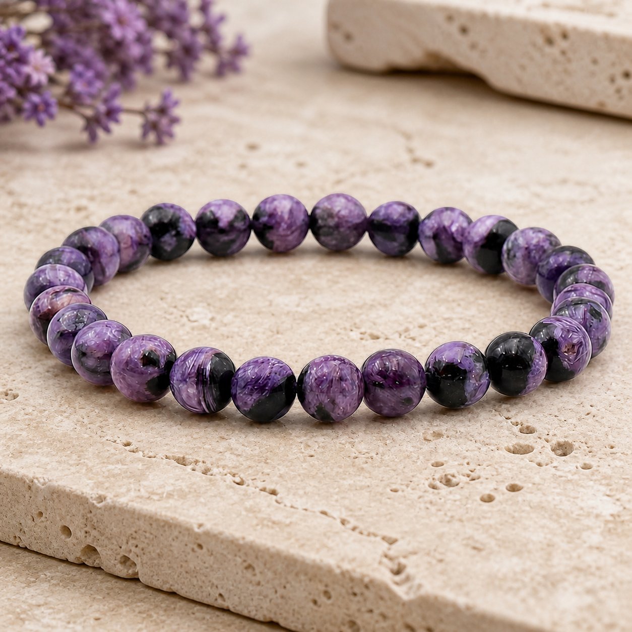 Bracelet Charoïte 8 mm – Pas Tranquilles