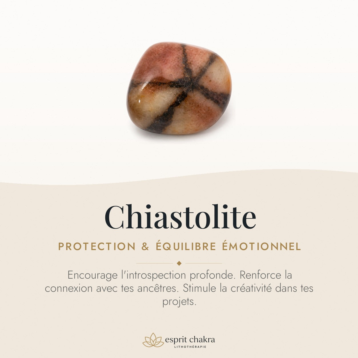 Bracelet Chiastolite 8 mm – Heure Douce — vertus de la pierre