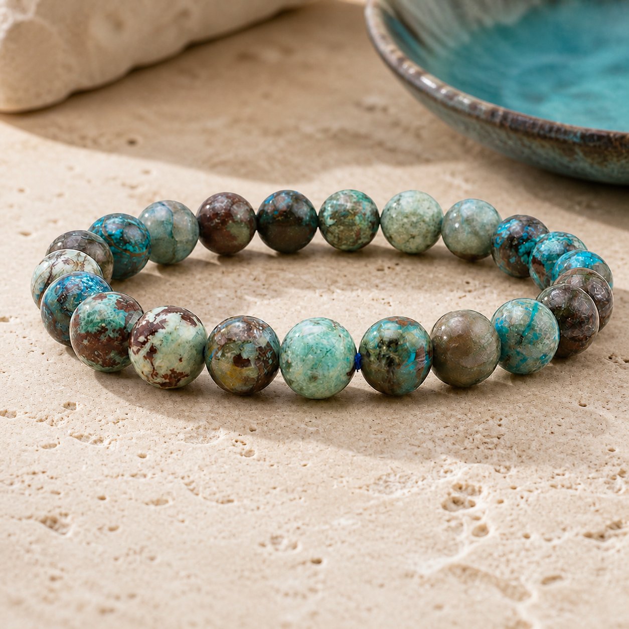 Bracelet Chrysocolle 10 mm – Sagesse Douce