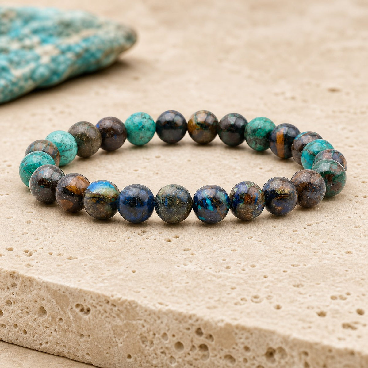 Bracelet Chrysocolle 8 mm – Heures Légères
