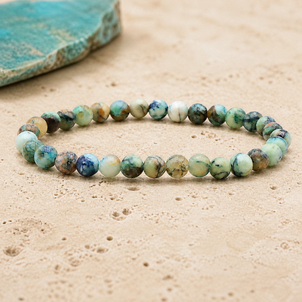 Bracelet Chrysocolle Shattuckite 6 mm – Justesse du Ton