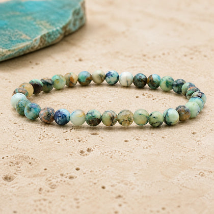 Bracelet Chrysocolle Shattuckite 6 mm – Justesse du Ton