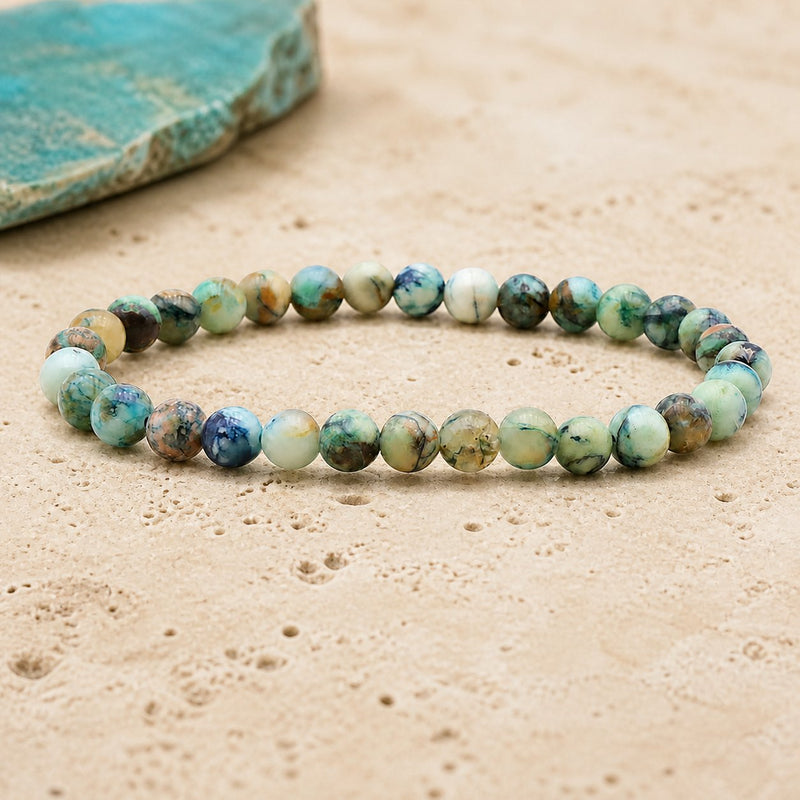 Bracelet Chrysocolle Shattuckite 6 mm – Justesse du Ton