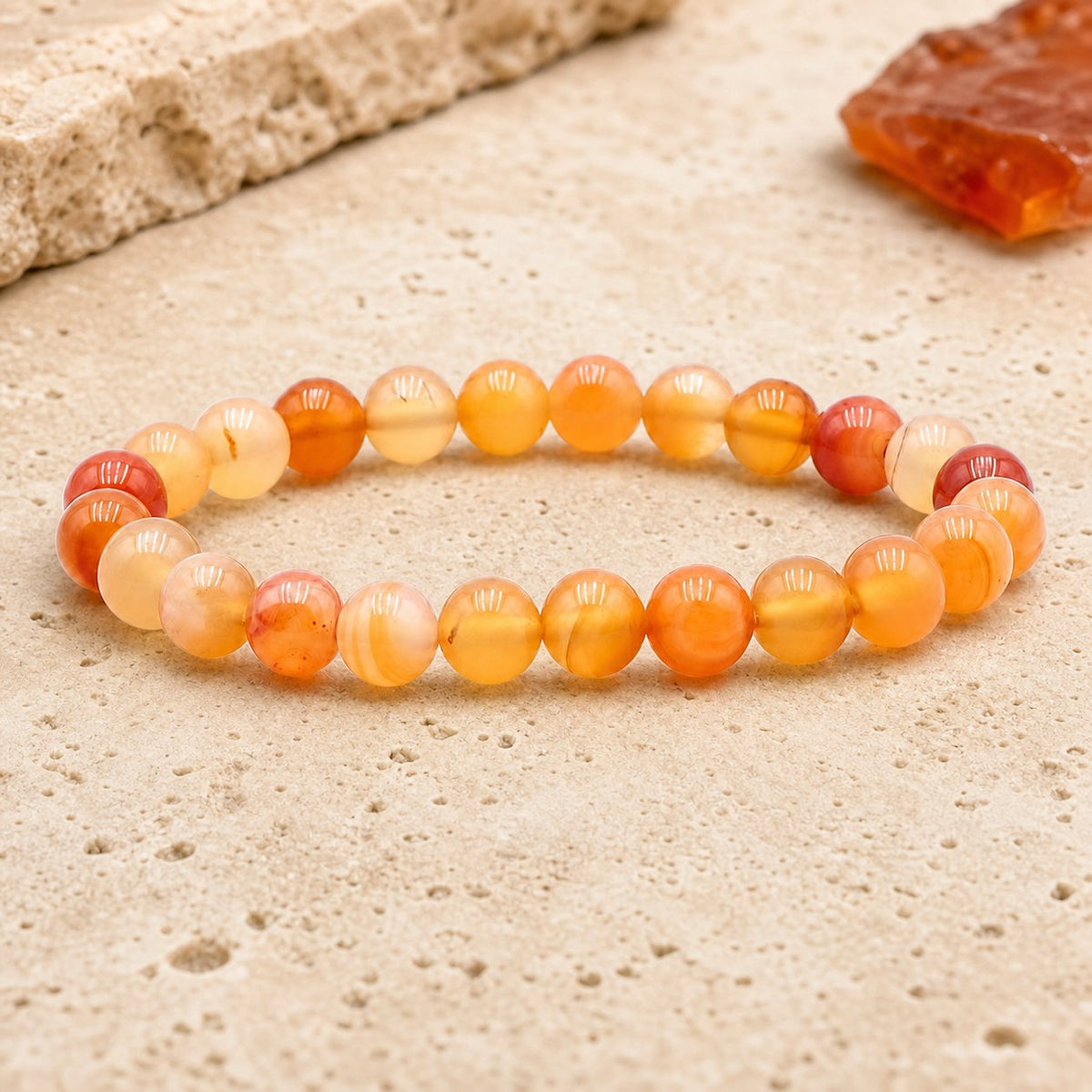Bracelet Cornaline 8 mm – Soir Doux