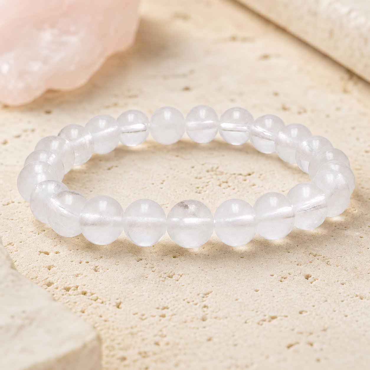Bracelet Cristal de Roche 8 mm – Aube Douce