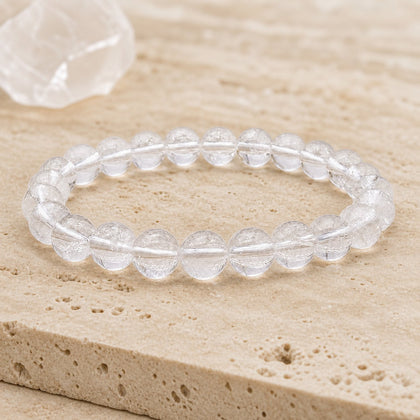 Bracelet Cristal de Roche 8 mm – Crépuscule Doux