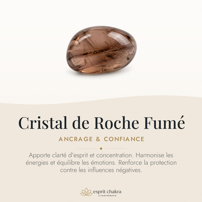 Bracelet Cristal de Roche Fumé 6 mm – Ancrage de l’Ombre