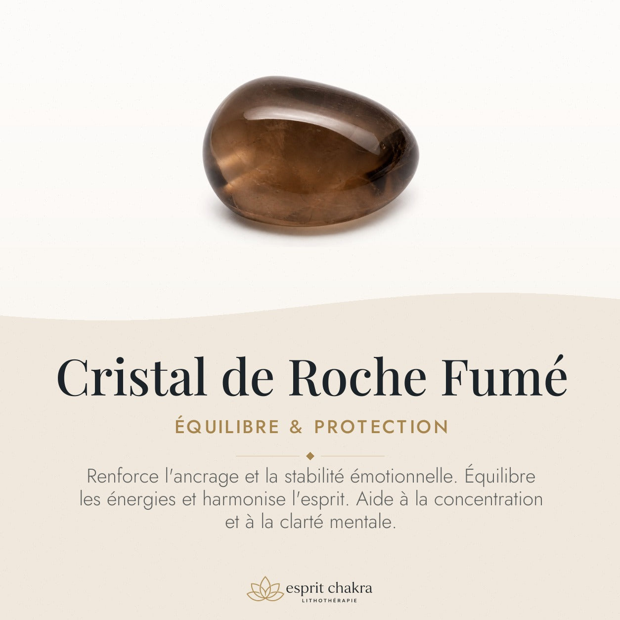 Bracelet Cristal de Roche Fumé 8 mm – Calme de la Retenue — vertus de la pierre