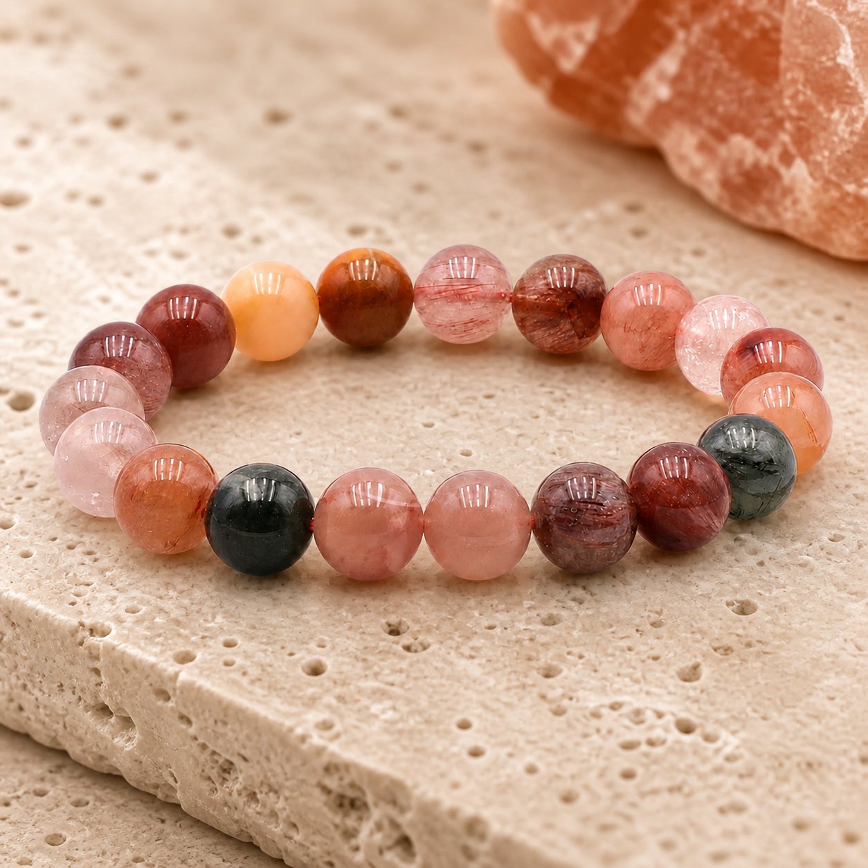 Bracelet Cristal de Roche Rutile 10 mm – Inspiration Claire
