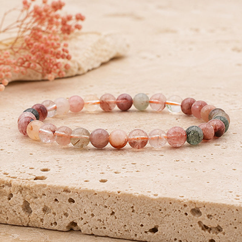 Bracelet Cristal de Roche Rutile 6 mm – Ancrage de l’Envol