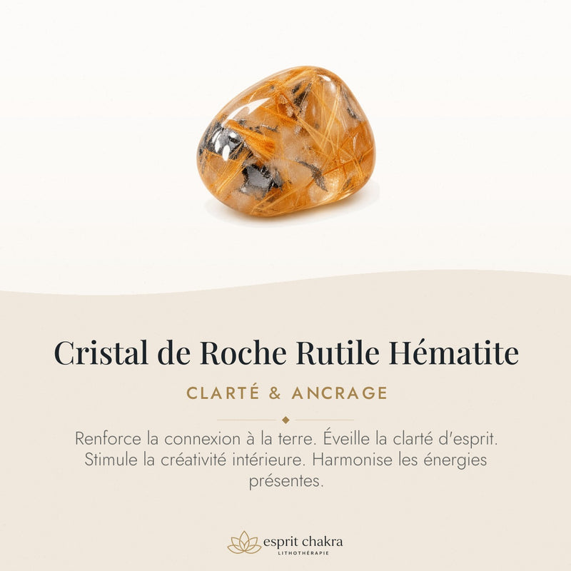 Bracelet Cristal de Roche Rutile 6 mm – Clarté