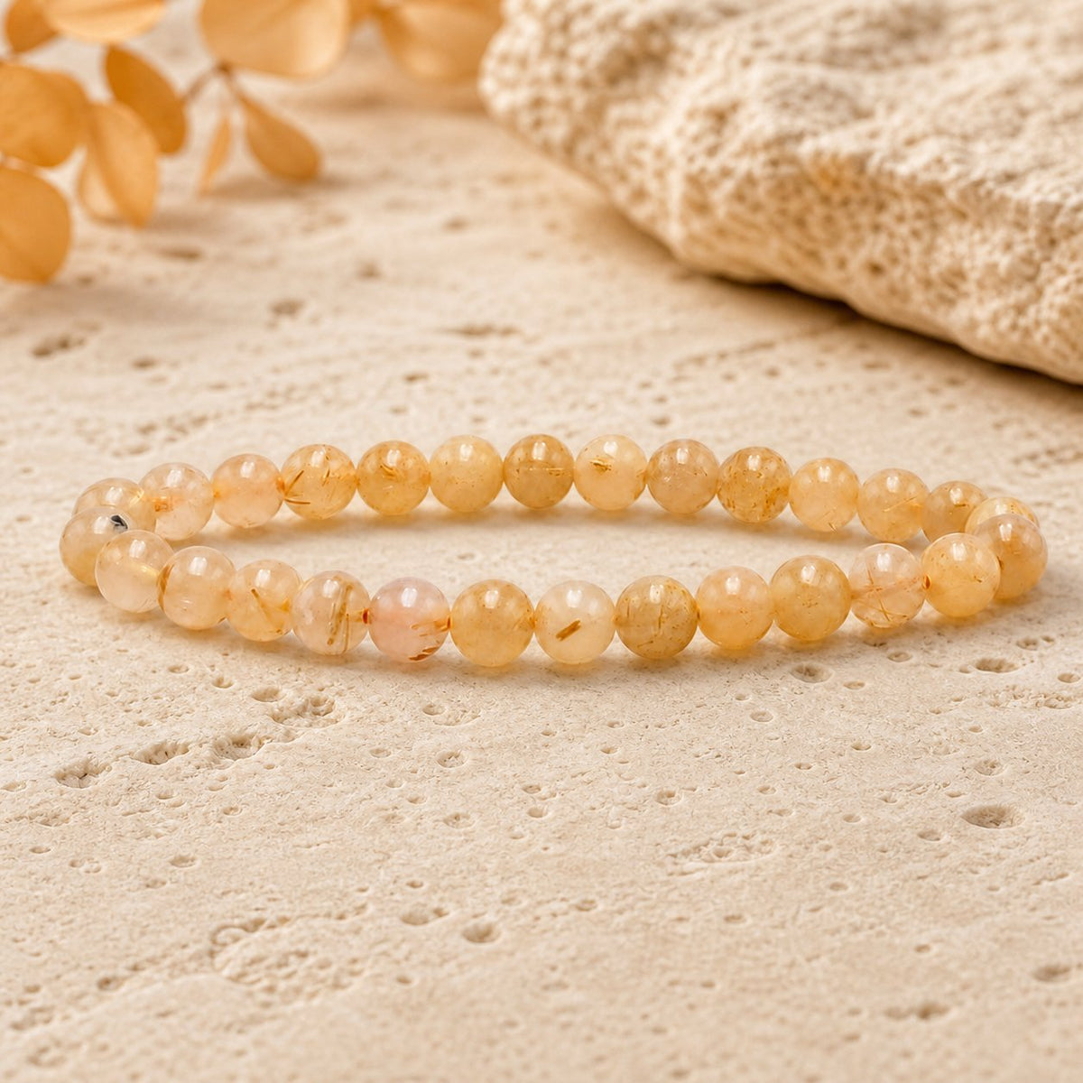 Bracelet Cristal de Roche Rutile 6 mm – Nuit Paisible
