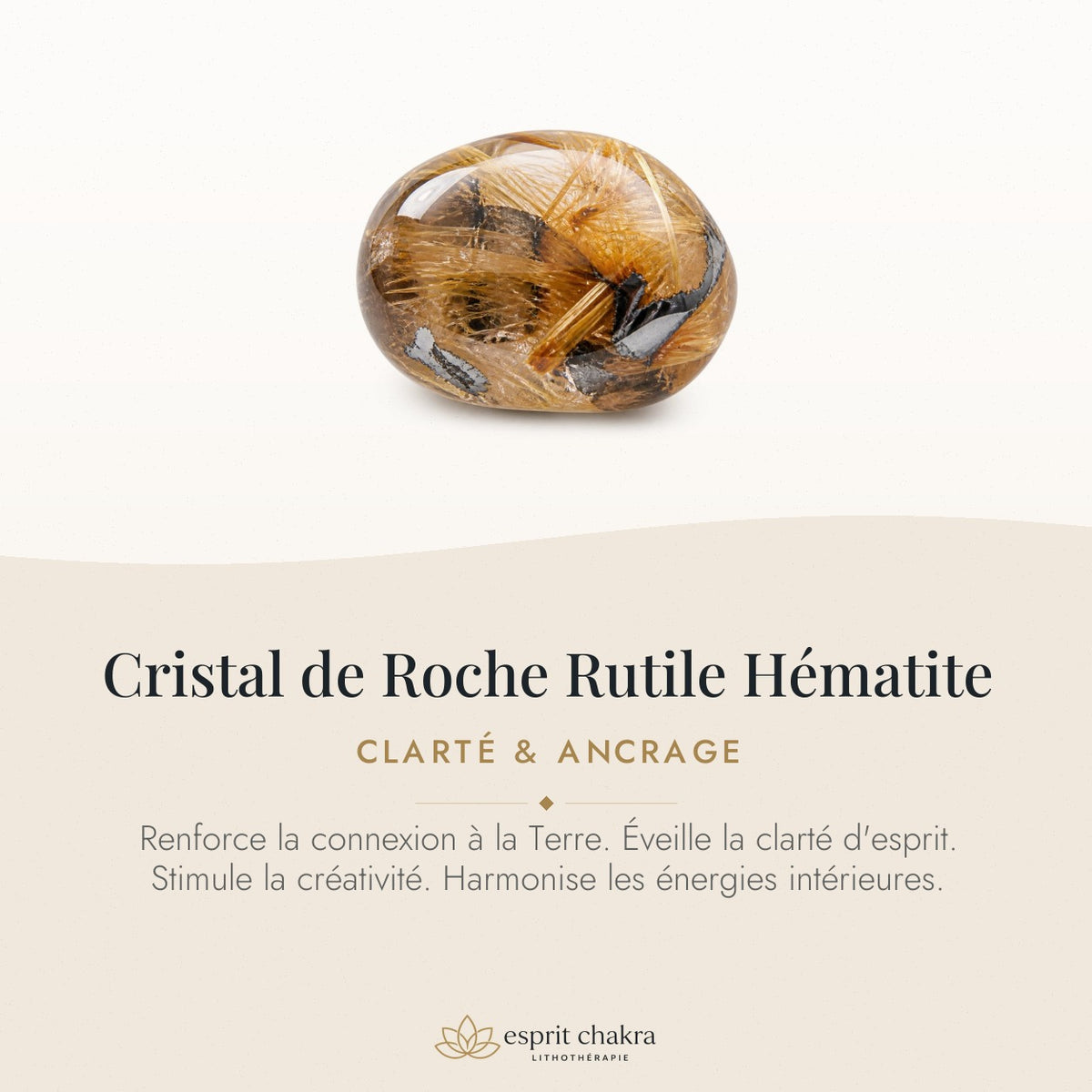 Bracelet Cristal de Roche Rutile 6 mm – Nuit Sereine — vertus de la pierre