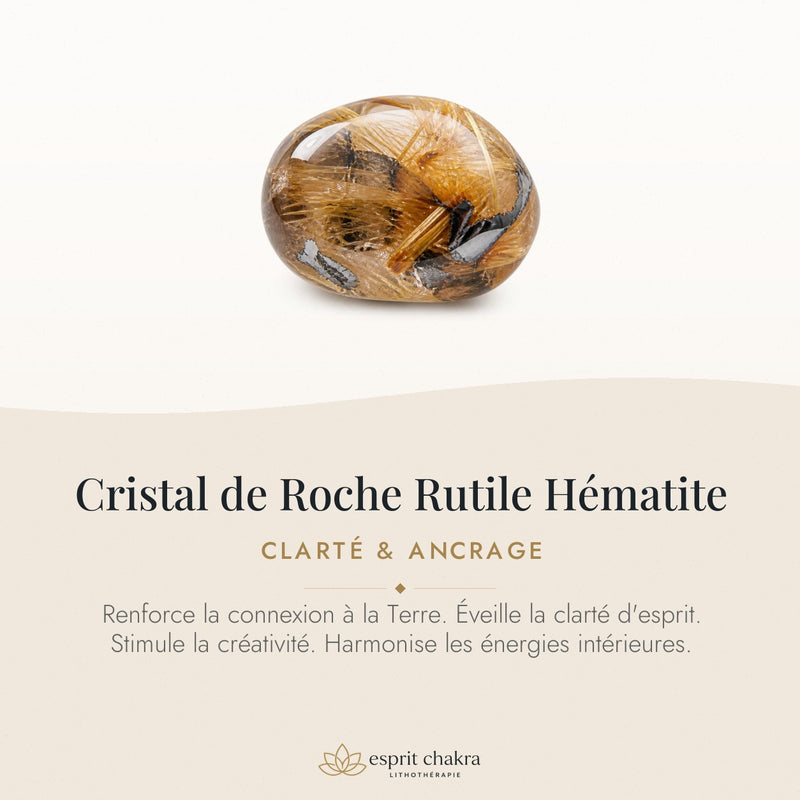 Bracelet Cristal de Roche Rutile 6 mm – Nuit Sereine