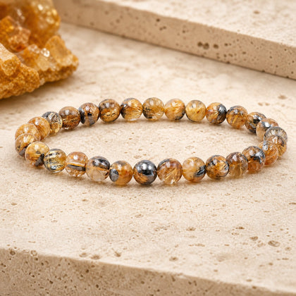 Bracelet Cristal de Roche Rutile 6 mm – Nuit Sereine