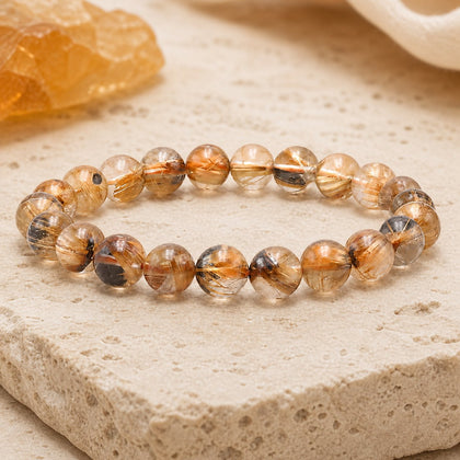 Bracelet Cristal de Roche Rutile 8 mm – Lendemain Serein