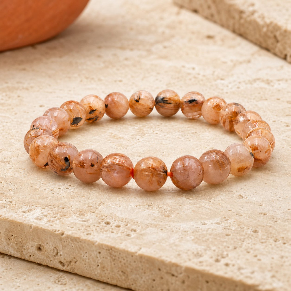 Bracelet Cristal de Roche Rutilé 8 mm – Lien Fidèle
