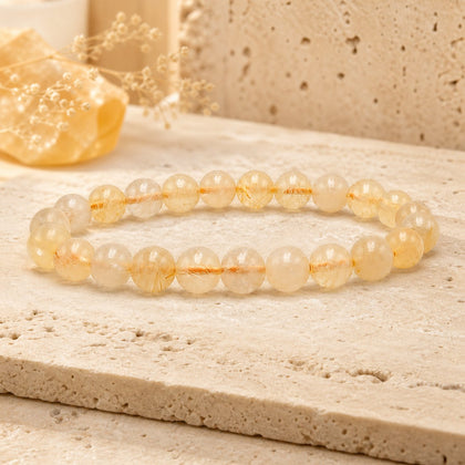 Bracelet Cristal de Roche Rutilé 8 mm – Lien Paisible