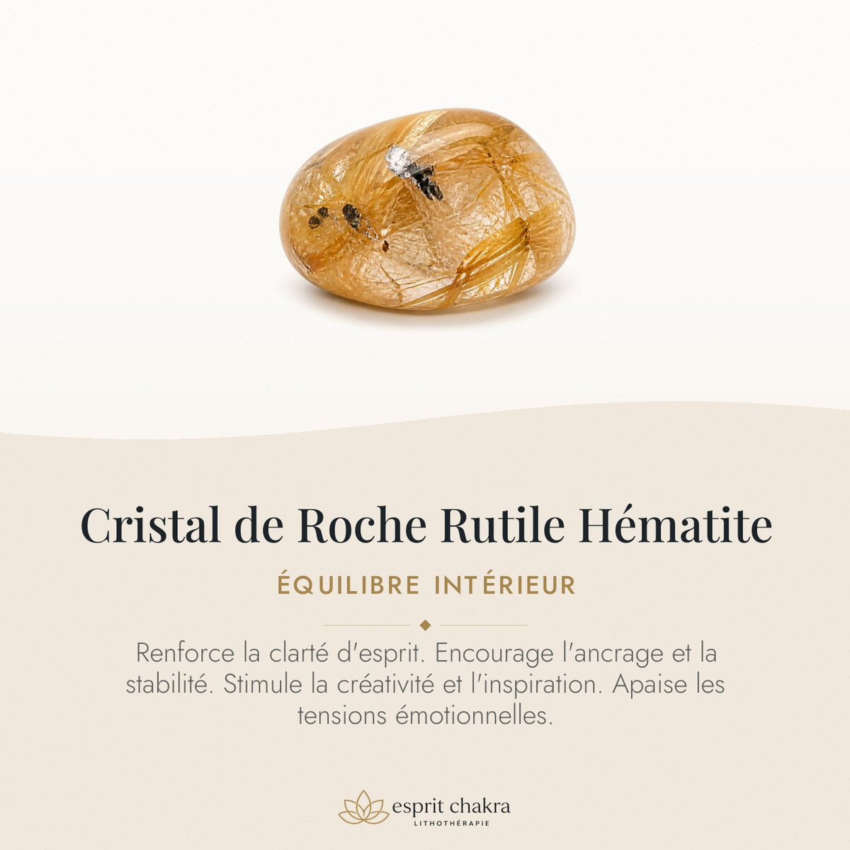 Bracelet Cristal de Roche Rutile Hématite 6 mm – Lien Sincère — vertus de la pierre