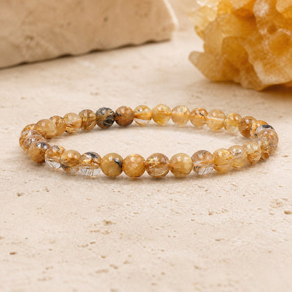 Bracelet Cristal de Roche Rutile Hématite 6 mm – Lien Sincère
