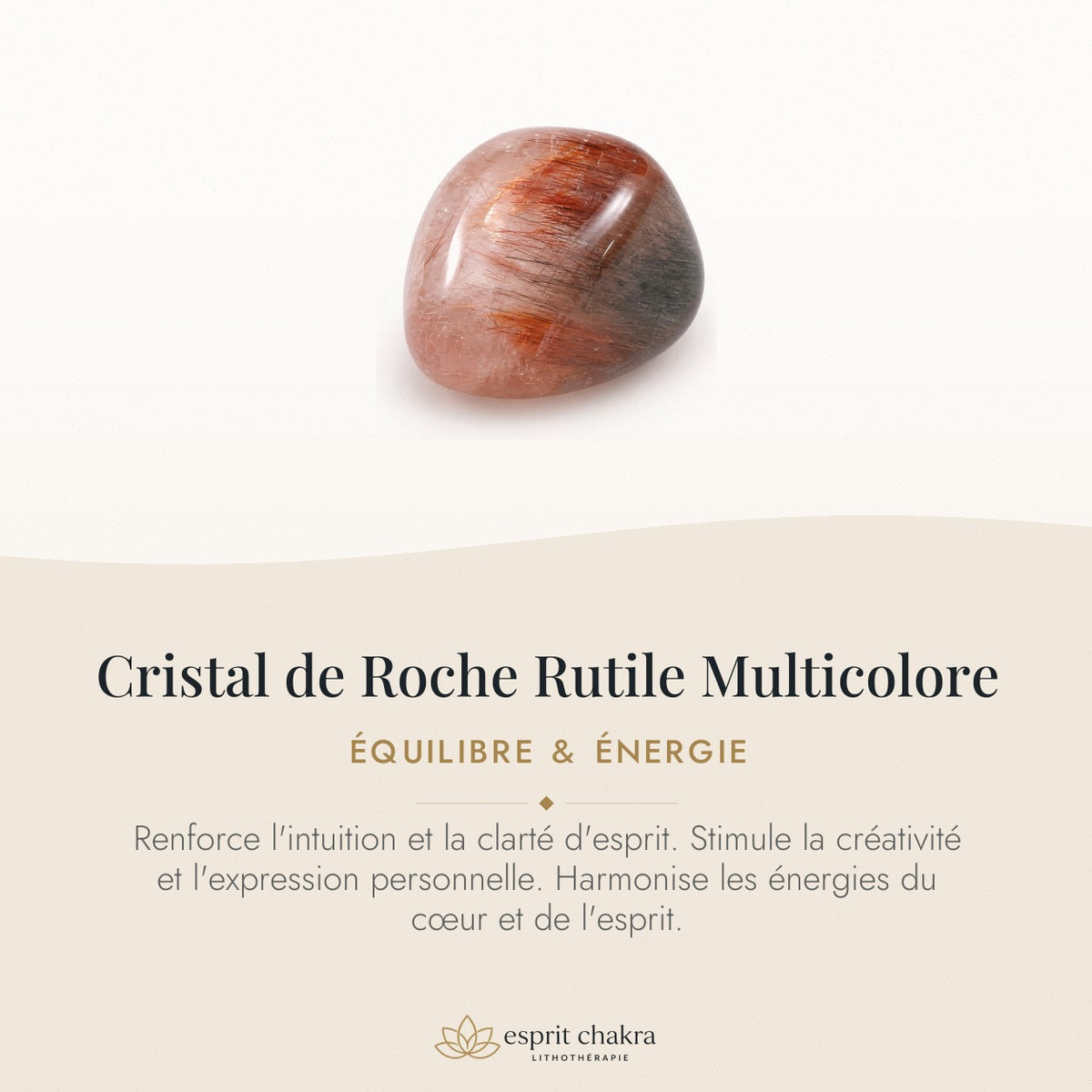 Bracelet Cristal de Roche Rutile Multicolore 8 mm – Éclat Paisible — vertus de la pierre