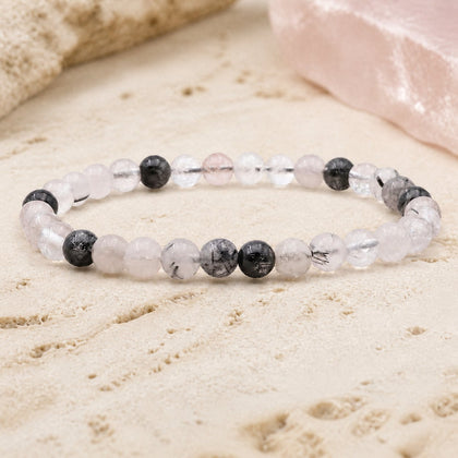 Bracelet Cristal de Roche Tourmaline 6 mm – Clarté Protégée