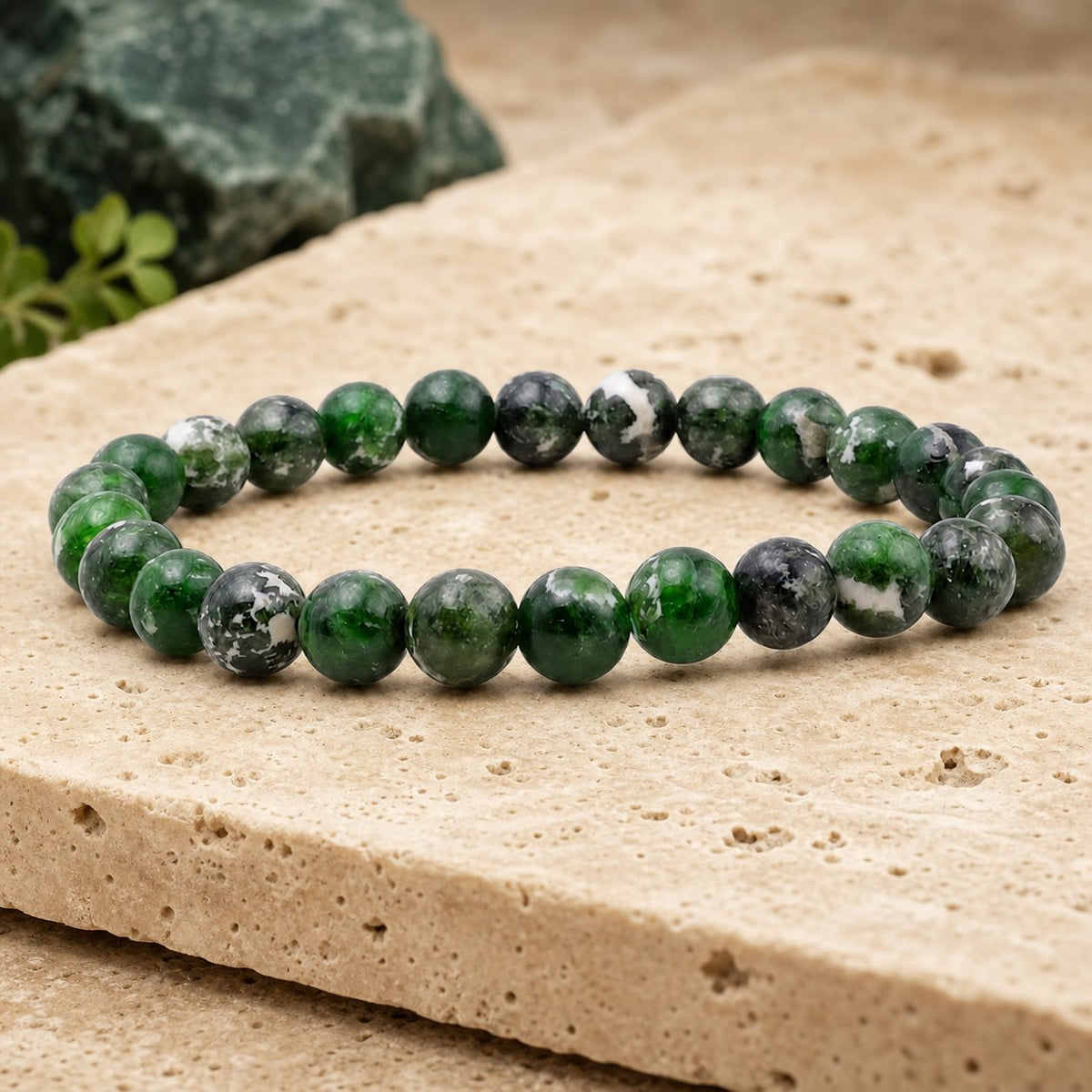 Bracelet Diopside Vert 6 mm – Consolation Simple