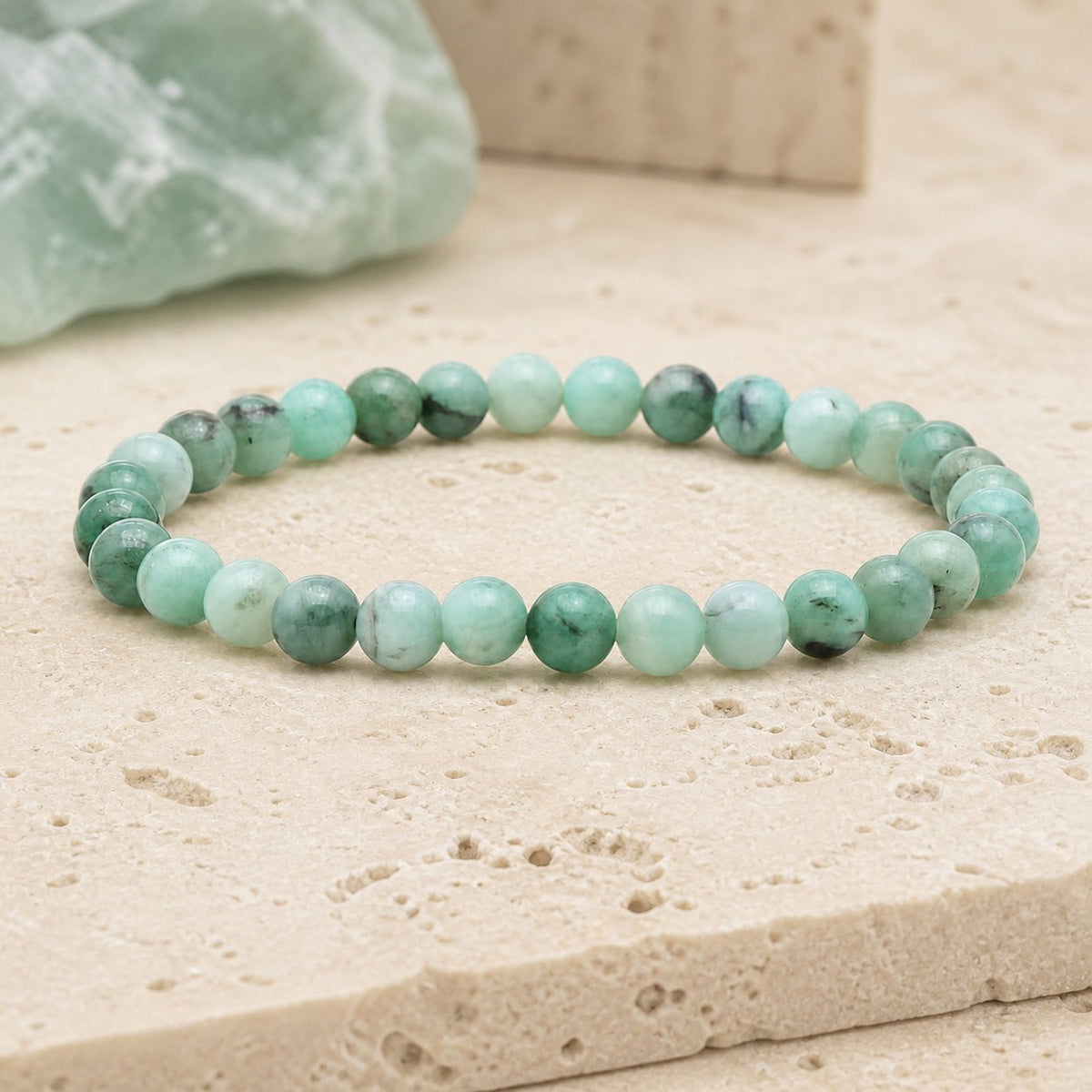 Bracelet Émeraude 6 mm – Loyauté du Cœur