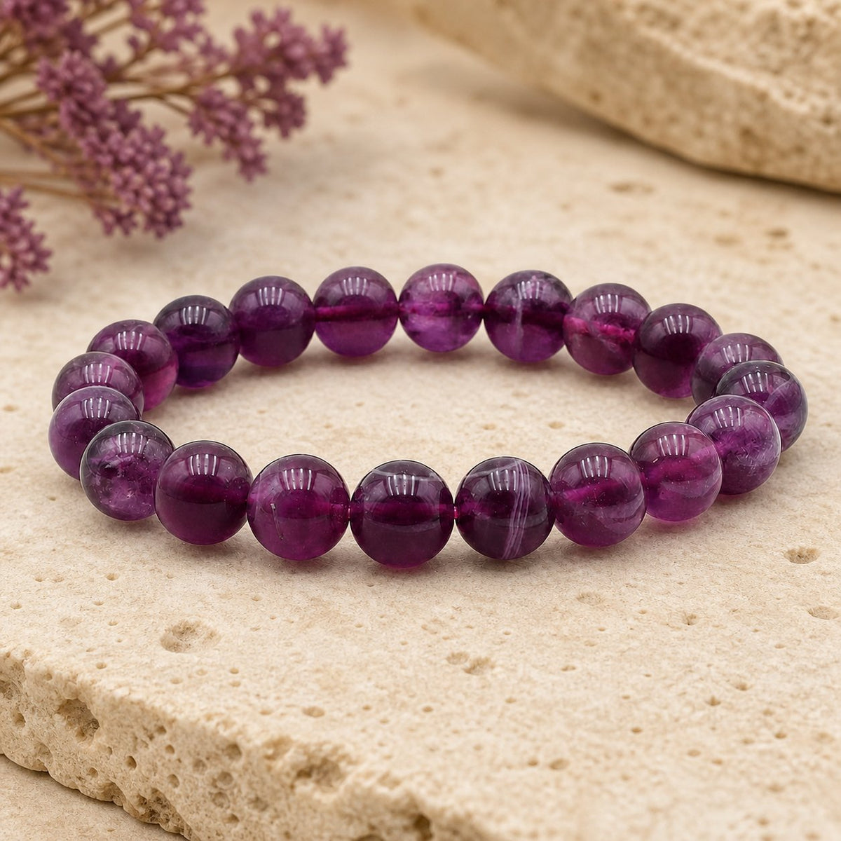 Bracelet Fluorine Violette 10 mm – Discernement Sûr
