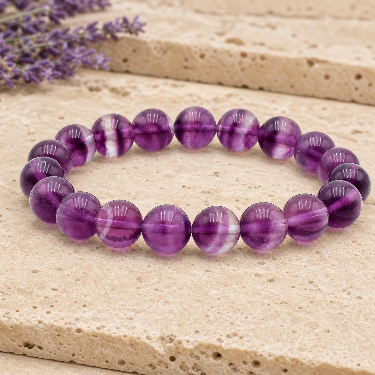 Bracelet Fluorine Violette 10 mm – Douceur du Recul