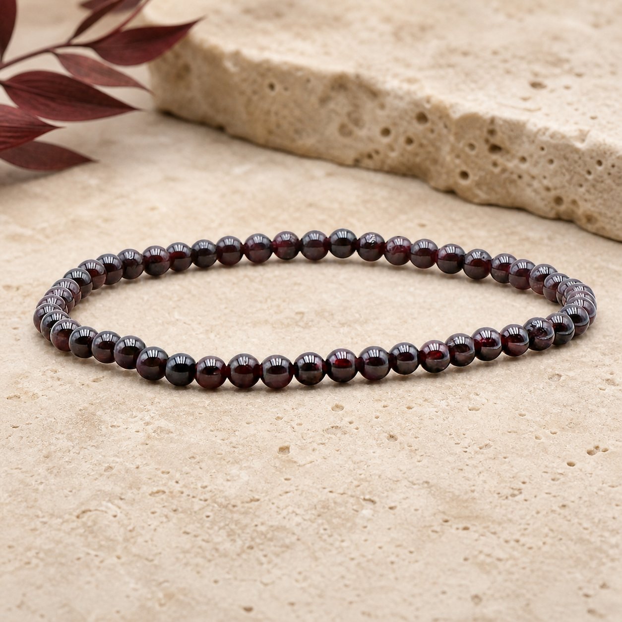 Bracelet Grenat Rouge 4 mm – Ferveur Fidèle